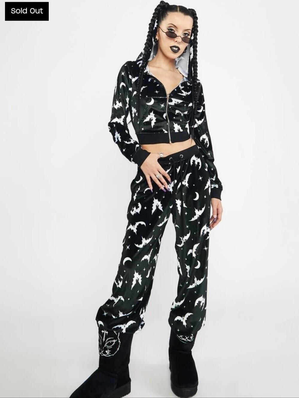 Dolls Kill Bat Behavior Velvet Track Jacket And Pants Xs